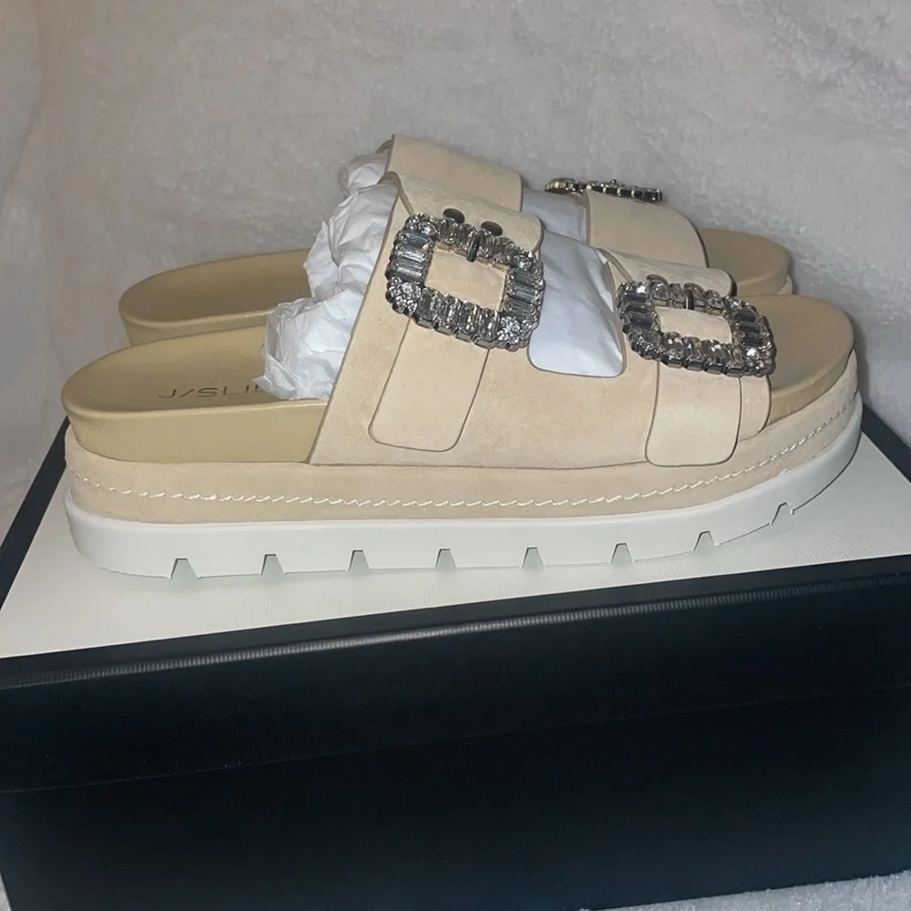 NWT J/SLIDES RICE Sand Suede Sandal - Picture 9 of 15